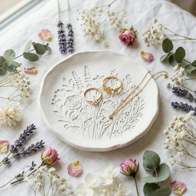 Гипсовая тарелочка для украшений ручной работы — арт-студия Минск