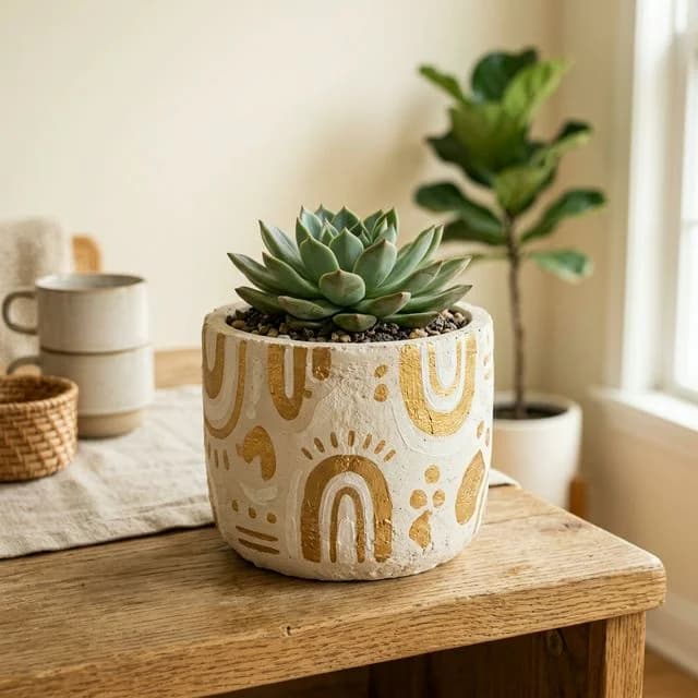 Гипсовый горшок с золотым узором — мастер-класс декор из гипса Минск