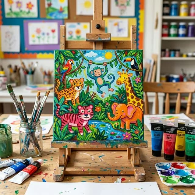 Детская живопись джунгли — мастер-класс рисование детям Минск