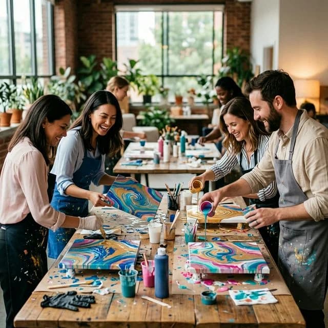 Флюид арт корпоративный мастер-класс Минск Беларусь