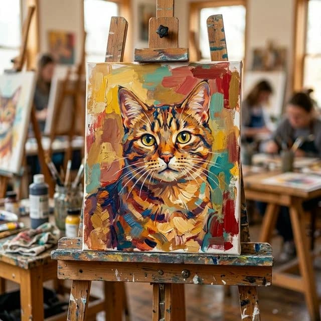 بورتريه قط بالأكريليك، ورشة رسم في مينسك MAKA Art